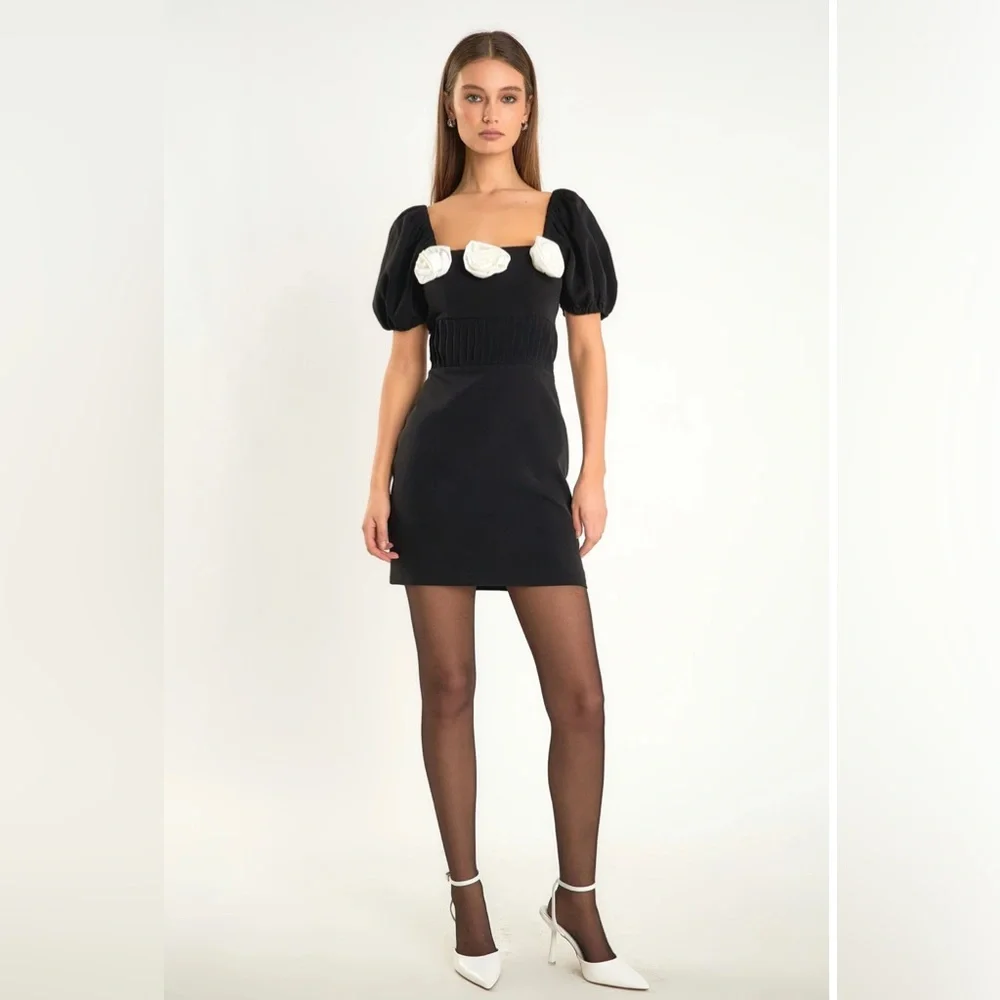 $120 NEW Endless Rose CORSAGE PUFF SLEEVE MINI DRESS 🖤 - Picture 6 of 6